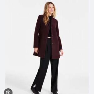 Juniors Marilyn & Me Reefer Pea Coat in Wine XS